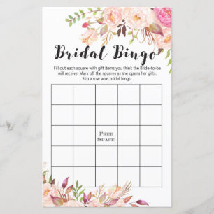 Papier Jeu de Fête des mariées de Boho - bingo de mariée