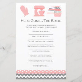 Papier Jeu de Fête des mariées de cuisine IMPRIMÉ