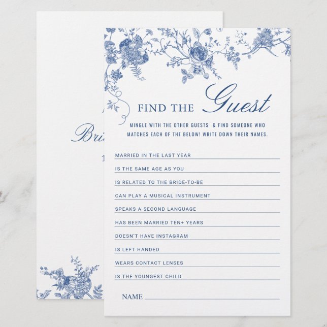 Papier Jeu de Fête des mariées de Jardin Victorian Blue (Devant / Derrière)