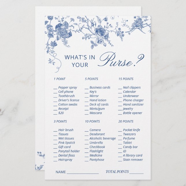 Papier Jeu de Fête des mariées de Jardin Victorian Blue (Devant / Derrière)