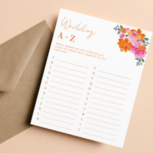 Papier Jeu de Fête des mariées de Mariage Floral rose ora