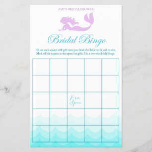 Papier Jeu de Fête des mariées de sirène - Bingo de la ma