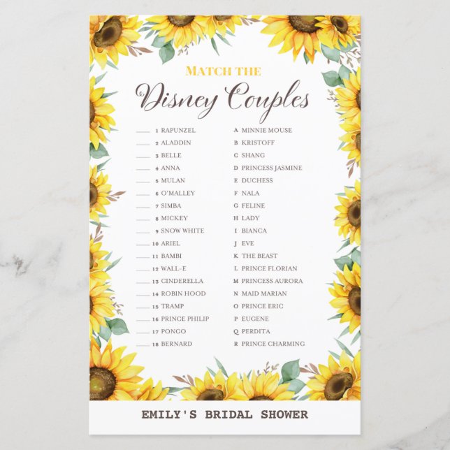 Papier Jeu de Fête des mariées de tournesol printanier IM (Devant)