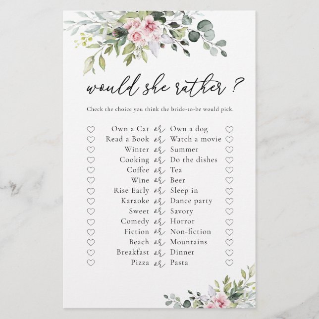 Papier Jeu de Fête des mariées de verdure rose pâle (Devant)