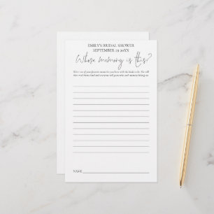 Papier Jeu de Fête des mariées dont la mémoire noire Text