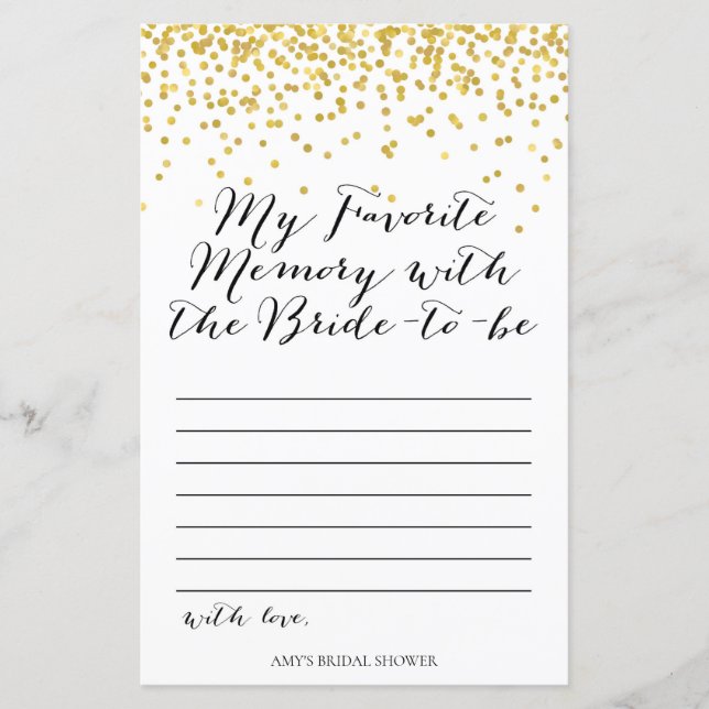 Papier Jeu de Fête des mariées d'or - Mémoire préférée (Devant)