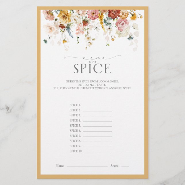 Papier Jeu de Fête des mariées élégante Fleur sauvage jau (Devant)