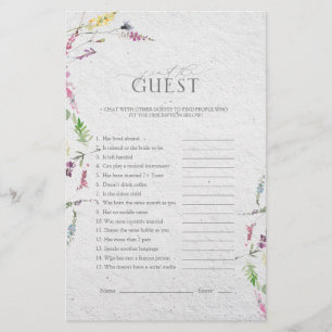 Papier Jeu de Fête des mariées fleur sauvage aquarelle