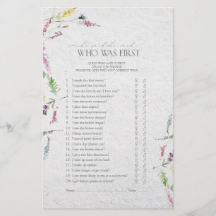 Papier Jeu de Fête des mariées fleur sauvage aquarelle