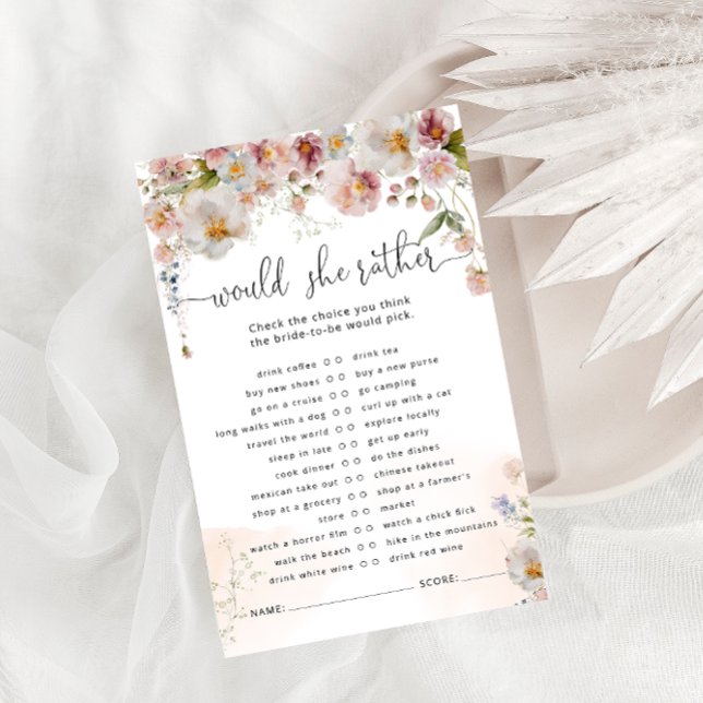 Papier Jeu de Fête des mariées Fleurs d'aquarelle rose pâ (Créateur téléchargé)