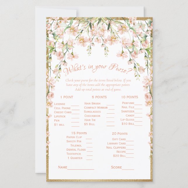 Papier Jeu de Fête des mariées florale rose (Devant)