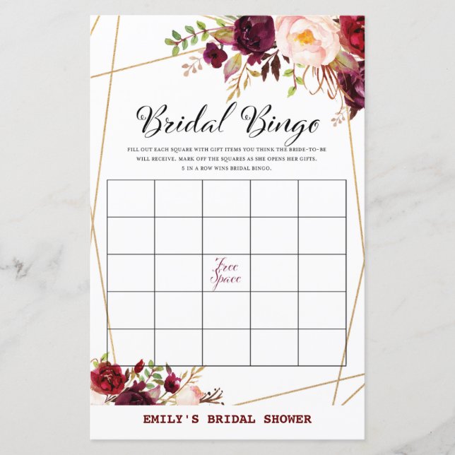 Papier Jeu de Fête des mariées Florales de Bourgogne IMPR (Devant)