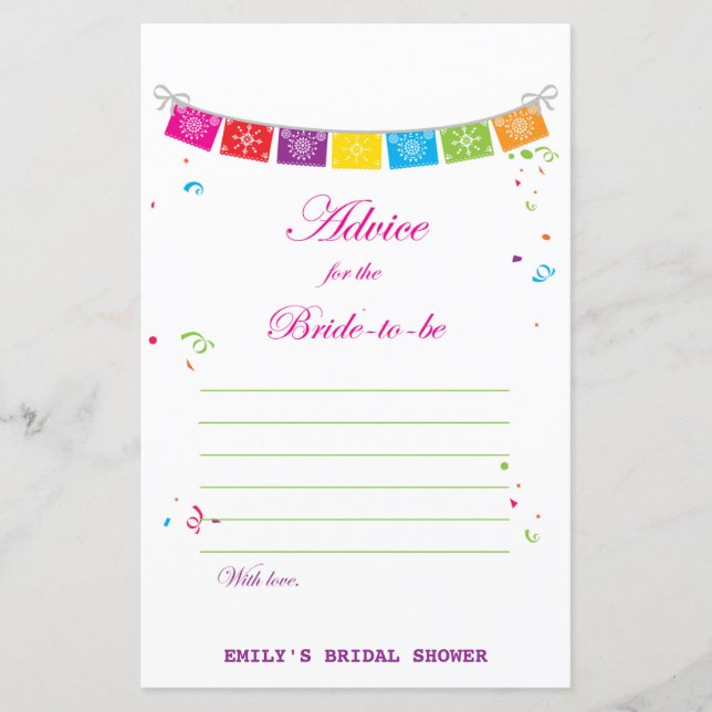 Papier Jeu de Fête des mariées mexicaine Fiesta IMPRIMÉ (Devant)