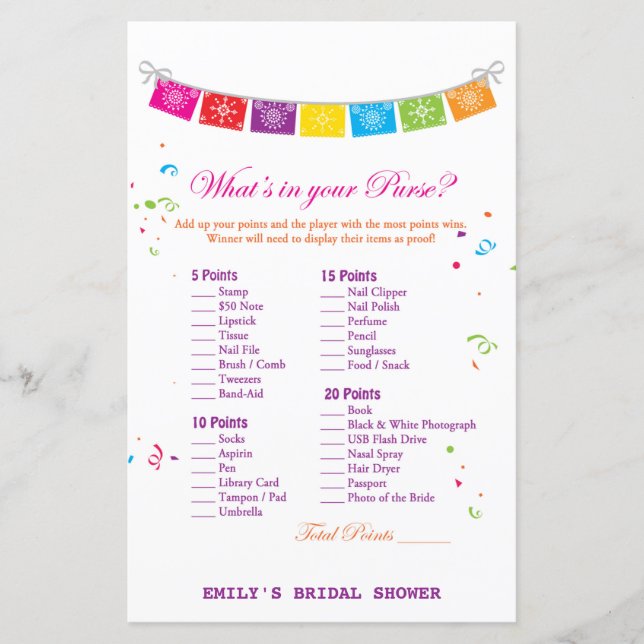 Papier Jeu de Fête des mariées mexicaine Fiesta IMPRIMÉ (Devant)