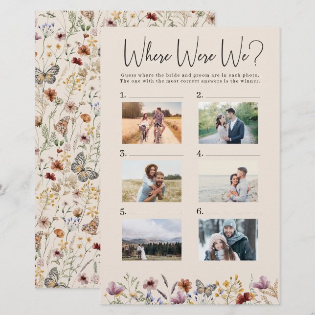 Papier Jeu de Fête des mariées photo Boho (Devant / Derrière)