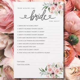Papier Jeu de Fête des mariées Qui connaît la mariée la m