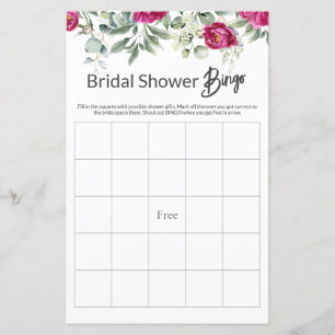 Papier Jeu de Fête des mariées rose Floral BINGO