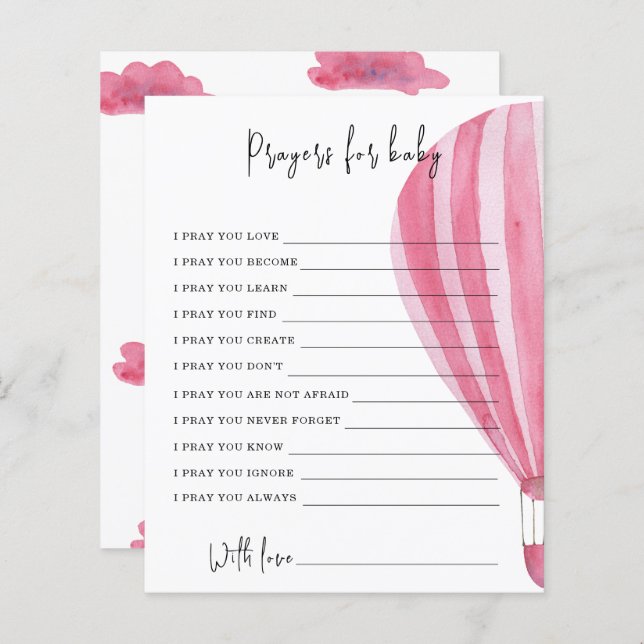 Papier Jeu de fête en montgolfière | prières pour bébé (Devant / Derrière)