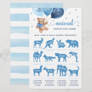 Papier Jeu de gestation d'animaux Ourson Fête de Naissanc