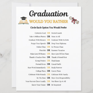 Papier Jeu de graduation 'Would You Rather'