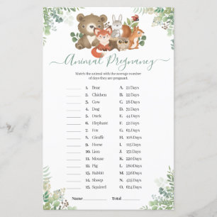Papier Jeu de grossesse pour animaux de Baby shower de bo