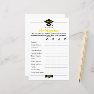 Papier Jeu de la fête de graduation - Scattergories
