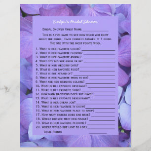 Papier Jeu de la fête de la mariée ou de la Wedding showe