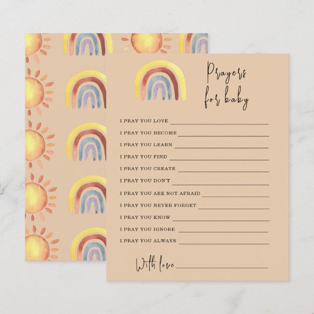 Papier Jeu de la partie arc-en-ciel Boho | prières pour b (Devant / Derrière)