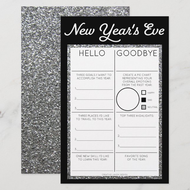 Papier Jeu de la Soirée du Nouvel An Bonjour Adieu (Devant / Derrière)