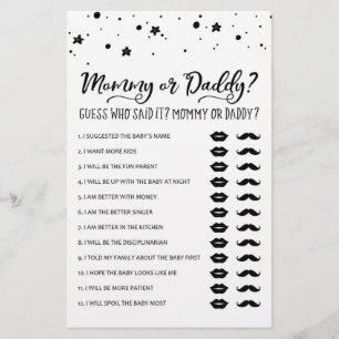 Papier Jeu de Maman ou Papa pour la fête de Baby Shower