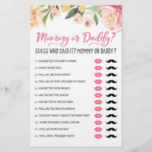Papier Jeu de Maman ou Papa pour la fête de Baby Shower