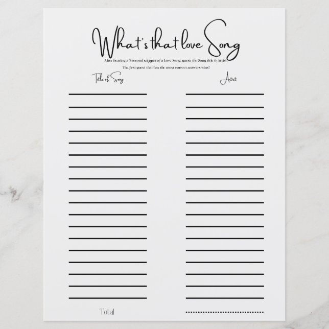 Papier Jeu de mariage amusant et esthétique pour une fête (Devant)