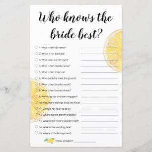 Papier Jeu de mariage au citron - Qui connaît le mieux la
