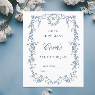 Papier Jeu de mariage classique 'Devinez combien' bleu fr