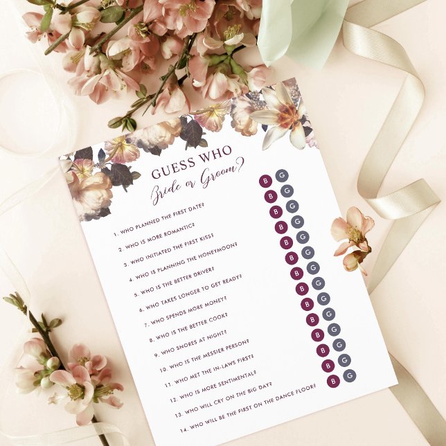 Papier Jeu de mariage floral d'automne pour la mariée et  (Créateur téléchargé)