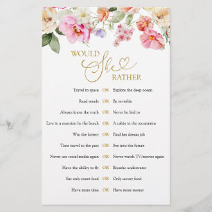 Papier Jeu de mariage floral de printemps : Préférerait-e