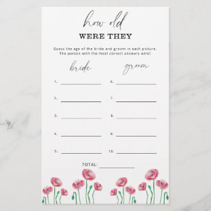Papier Jeu de mariage floral Quel âge avaient-ils