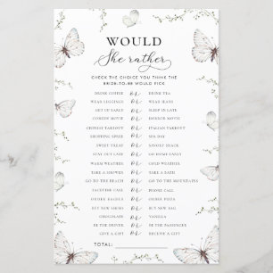 Papier Jeu de mariage papillon "Plutôt que" pour la marié