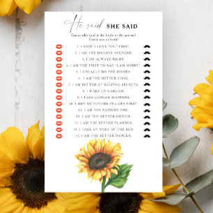 Papier Jeu de mariage tournesol Il a dit qu'elle avait di