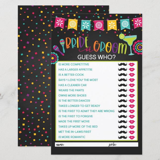 Papier Jeu de mariée ou de chambre - Fiesta (Devant / Derrière)