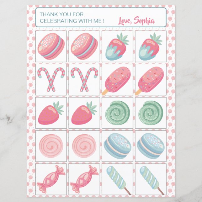 Papier Jeu de mémoire de la fête de Candyland (Devant)