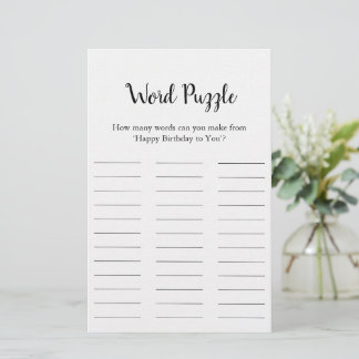 Papier Jeu de mots en puzzle pour anniversaire – Joyeux A