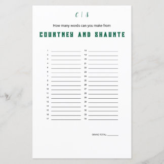 Papier Jeu de mots "Mariage"