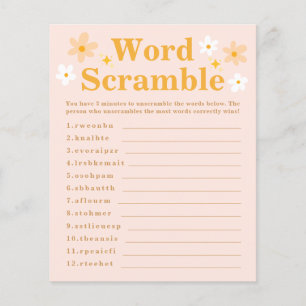 Papier Jeu de mots mêlés Baby Shower Cute Spring Daisy