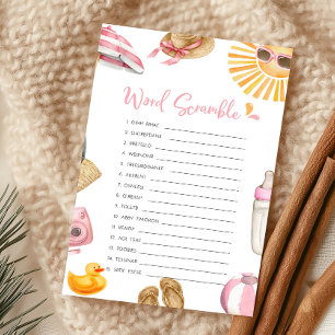 Papier Jeu de mots mêlés Baby Shower Pink Splish Splash