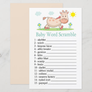 Papier Jeu de mots mêlés Bébé girafe