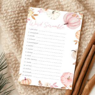 Papier Jeu de mots mêlés de petite citrouille rose d'auto