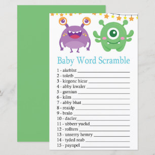 Papier Jeu de mots mêlés Monster Baby