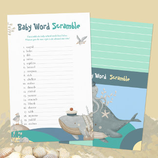 Papier Jeu de mots mêlés nautiques pour Baby Shower vert