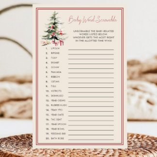 Papier Jeu de mots mêlés pour bébé de Noël pour une douch